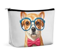 FHESDCW Nœud papillon souple pour animal domestique, trousse de maquillage surdimensionnée en cuir synthétique imperméable avec fermeture éclair, organiseur de maquillage de voyage portable