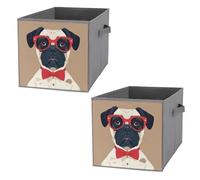 FHESDCW Old Fashion Khabby Lot de 2 boîtes de rangement pliables avec poignées, cubes de rangement Oxford durables, pour la maison, l'étagère, le bureau, les voyages