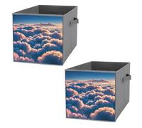 FHESDCW On Top of The Cloud - Lot de 2 boîtes de rangement pliables avec poignées, cubes de rangement Oxford durables, pour la maison, l'étagère, le bureau, les voyages