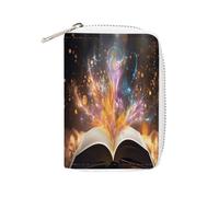 FHESDCW Open Book and Light Leather Card Bag Credit Card Holder Zipper Wallet with 20 Card Slots Slim Wallet Protector Card Organizer Case, Style, 16 x 11.5 cm, Style :, 16x11.5cm