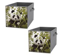 FHESDCW Panda Lot de 2 boîtes de rangement pliables avec poignées, cubes de rangement Oxford durables, pour la maison, l'étagère, le bureau, les voyages