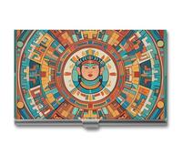 FHESDCW Patterns of Ancient Civilization Porte-cartes de visite pour homme et femme, étui professionnel avec fermeture à boucle, étui en métal compact et portable pour employés de bureau, style, One