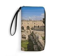 FHESDCW Petit portefeuille en cuir pour femme Israël à la tour de David - Mini porte-cartes - Organisateur de poignet avec emplacements pour cartes d'identité et fermeture éclair - Style : 19,7 x 10,5