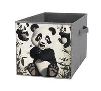 FHESDCW Playful Panda Boîte de rangement pliable avec poignées, cubes de rangement Oxford durable, 1 organiseur de placard pliable pour la maison, l'étagère, le bureau, les voyages