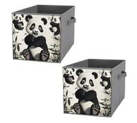FHESDCW Playful Panda Lot de 2 boîtes de rangement pliables avec poignées, cubes de rangement Oxford durables, pour la maison, l'étagère, le bureau, les voyages