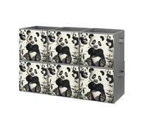 FHESDCW Playful Panda Lot de 6 boîtes de rangement pliables avec poignées, cubes de rangement Oxford durables pour la maison, l'étagère, le bureau, les voyages