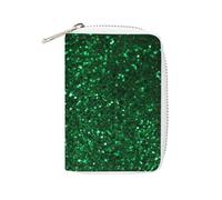 FHESDCW Pochette en cuir à paillettes vertes avec fermeture éclair et 20 emplacements pour cartes de débit, 16 x 11,5 cm, Style :, 16x11.5cm