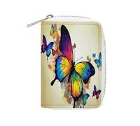 FHESDCW Pochette en cuir avec fermeture éclair et 20 emplacements pour cartes de débit, style papillon, 16 x 11,5 cm, Style :, 16x11.5cm