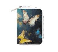 FHESDCW Pochette en cuir avec fermeture éclair et 20 emplacements pour cartes de débit, style papillon, 16 x 11,5 cm, Style :, 16x11.5cm