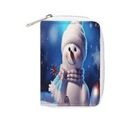 FHESDCW Pochette en cuir avec motif bonhomme de neige Merry Christmas avec fermeture éclair et 20 emplacements pour cartes de débit, style, 16 x 11,5 cm, Style :, 16x11.5cm