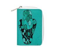 FHESDCW Pochette en cuir turquoise et noir avec porte-cartes de crédit, fermeture éclair, portefeuille avec 20 emplacements pour cartes, étui de protection pour cartes de débit, style, 16 x 11,5 cm,