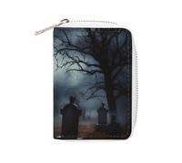 FHESDCW Pochette gothique Happy Halloween en cuir pour cartes de crédit avec fermeture éclair et 20 emplacements pour cartes de débit, style, 16 x 11,5 cm, Style :, 16x11.5cm