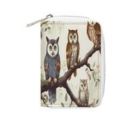 FHESDCW Porte-cartes en cuir avec fermeture éclair et 20 emplacements pour cartes de débit, style portefeuille, 16 x 11,5 cm, motif chouettes sur une branche, Style :, 16x11.5cm