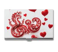 FHESDCW Red Love Little Dragon - Porte-cartes de visite professionnel avec fermeture à boucle, compact et portable pour employés de bureau, style, taille unique, classique