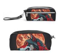FHESDCW Red Moon - Trousse à crayons d'extérieur en cuir vintage avec fermeture éclair, résistante à l'eau à suspendre pour voyage, pour homme et femme