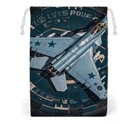 FHESDCW Sac à cordon en toile avec cordon de serrage Air Force Fighter Jet - Réutilisables - Sacs de rangement lavables pour cadeaux, bonbons, cosmétiques - 12 x 18 cm