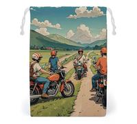FHESDCW Sac à cordon en toile avec cordon de serrage « Friend Riding A Motorcycle » - Réutilisables - Lavables - Pour cadeaux, bonbons, cosmétiques - 20 x 25 cm