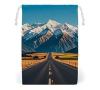 FHESDCW Sac à cordon en toile avec cordon de serrage Motif montagne enneigée alpine 20 x 25 cm