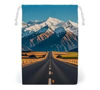 FHESDCW Sac à cordon en toile avec cordon de serrage Motif montagne enneigée des alpines 12 x 18 cm