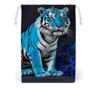 FHESDCW Sac à cordon en toile avec cordon de serrage motif rose bleu, pochettes réutilisables pour bijoux, sacs de rangement lavables pour cadeaux, bonbons, cosmétiques, 12 x 18 cm