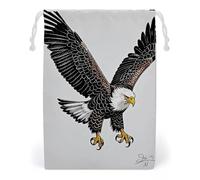 FHESDCW Sac de rangement en toile avec cordon de serrage, motif d'aigle à tête blanche, réutilisable, sacs de rangement lavables pour cadeaux, bonbons, cosmétiques, 20 x 25 cm