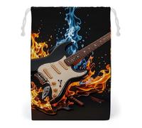 FHESDCW Sac de rangement en toile avec cordon de serrage pour guitare électrique - Réutilisables - Lavables - Pour cadeaux, bonbons, cosmétiques - 12 x 18 cm