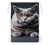 FHESDCW Sac en toile avec cordon de serrage « A Gray Cat Is Lying » - Réutilisables - Lavables - Pour cadeaux, bonbons, cosmétiques - 12 x 18 cm
