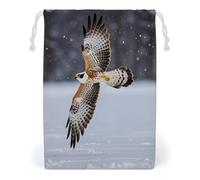 FHESDCW Sac en toile avec cordon de serrage motif aigle blanc volant, pochettes de rangement réutilisables et lavables pour cadeaux, bonbons, cosmétiques 20 x 25 cm