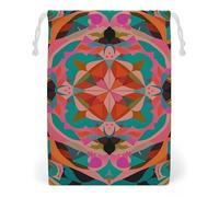 FHESDCW Sac en toile avec cordon de serrage - Motifs bohèmes colorés - Réutilisables - Lavables - Pour cadeaux, bonbons, cosmétiques - 12 x 18 cm
