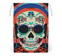 FHESDCW Sac en toile avec cordon de serrage pour écouteurs punk rock, réutilisables, sacs de rangement lavables pour cadeaux, bonbons, cosmétiques, 12 x 18 cm