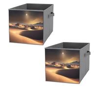 FHESDCW Sahara Desert Lot de 2 boîtes de rangement pliables avec poignées, cubes de rangement Oxford durables pour la maison, l'étagère, le bureau, les voyages