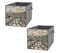 FHESDCW Salzburg Region Lot de 2 boîtes de rangement pliables avec poignées, cubes de rangement Oxford durables pour la maison, l'étagère, le bureau, les voyages