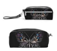 FHESDCW Science Trousse à crayons papillon grande capacité avec fermeture éclair, trousse à maquillage étanche à suspendre pour voyage, trousse à crayons vintage en cuir pour homme et femme