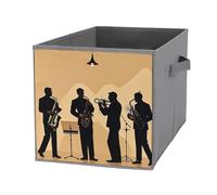 FHESDCW Silhouette of A Jazz Quartet Boîte de rangement pliable avec poignées, cubes de rangement Oxford durables, 1 organiseur de placard pliable pour la maison, l'étagère, le bureau, les voyages