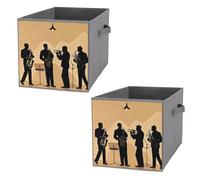 FHESDCW Silhouette of A Jazz Quartet - Boîte de rangement pliable avec poignées, cubes de rangement Oxford durables, 2 organiseurs de placard pliables pour la maison, l'étagère, le bureau, les voyages