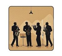 FHESDCW Silhouette of A Jazz Quartet Couverture de pique-nique avec sac fourre-tout à fermeture éclair, imperméable, portable, légère, pliable, pour la plage, le camping, le parc, 200 x 200 cm