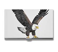 FHESDCW Sketch of Bald Eagle Diving Porte-cartes de visite pour homme et femme, étui professionnel avec fermeture à boucle, étui en métal compact et portable pour employés de bureau, style, taille