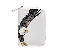 FHESDCW Sketch of Bald Eagle Porte-cartes de plongée pour homme et femme, porte-cartes de crédit en cuir avec 20 emplacements pour cartes, petit sac à main avec fermeture éclair