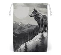 FHESDCW Snow Mountain Sac en toile avec cordon de serrage Motif loup solitaire 20 x 25 cm
