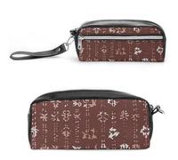 FHESDCW Southwest Trousse à crayons en cuir de vache de grande capacité avec fermeture éclair, trousse à maquillage étanche à suspendre pour voyage, trousse à crayons vintage en cuir pour homme et
