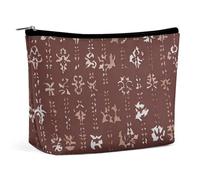 FHESDCW Southwest Trousse de maquillage en cuir de vache pour femme - Étanche - Avec fermeture éclair - Portable - Organiseur de maquillage de voyage