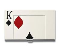 FHESDCW Spades K Poker - Porte-cartes de visite professionnel pour homme et femme, avec fermeture à boucle, étui en métal compact et portable pour employés de bureau, style, taille unique, classique