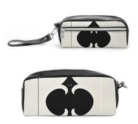 FHESDCW Spades K Poker Trousse à crayons de grande capacité avec fermeture éclair, trousse à maquillage étanche à suspendre pour voyage, trousse à crayons en cuir vintage pour homme et femme