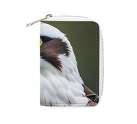 FHESDCW Spear Falcon - Porte-cartes en cuir avec 20 emplacements pour cartes, motif aigle blanc, pour homme et femme, avec fermeture éclair