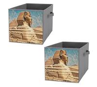 FHESDCW Sphinx Lot de 2 boîtes de rangement pliables avec poignées, cubes de rangement Oxford durables, pour la maison, l'étagère, le bureau, les voyages