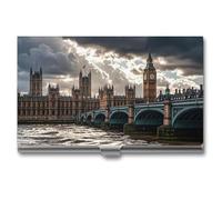 FHESDCW Stormy And Gloomy - Porte-cartes de visite pour homme et femme, étui professionnel avec fermeture à boucle, étui en métal compact et portable pour employés de bureau, style, taille unique