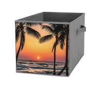 FHESDCW Sunrise of on The Sea Boîte de rangement pliable avec poignées, cubes de rangement Oxford durable, 1 organiseur de placard pliable pour la maison, l'étagère, le bureau, les voyages