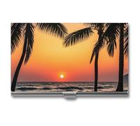 FHESDCW Sunrise of on The Sea - Porte-cartes de visite professionnel pour homme et femme, avec fermeture à boucle, compact et portable en métal, pour employés de bureau, style, taille unique