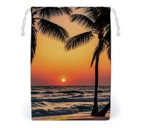 FHESDCW Sunrise of on The Sea Sac en toile avec cordon de serrage, réutilisable, sacs de rangement lavables pour cadeaux, bonbons, cosmétiques, 20 x 25 cm