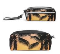 FHESDCW Sunrise of on The Sea - Trousse à crayons de grande capacité avec fermeture éclair, trousse à maquillage à suspendre imperméable pour voyage, trousse à crayons en cuir vintage pour homme et